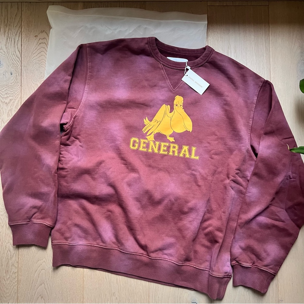Maroon Crewneck Sweater with Yellow Graphic